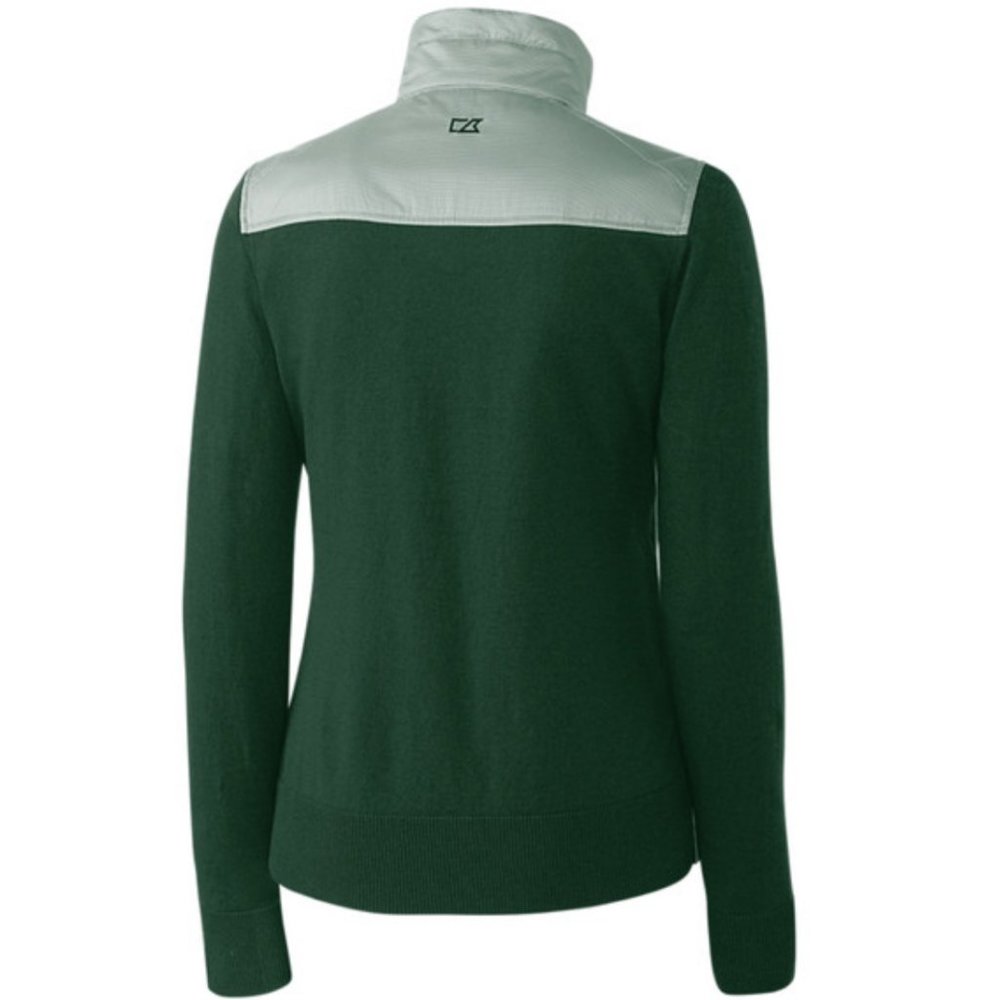 Cutter & Buck Womens Cora Quilted Sweater Jacket, Hunter Green - Picture 4 of 13